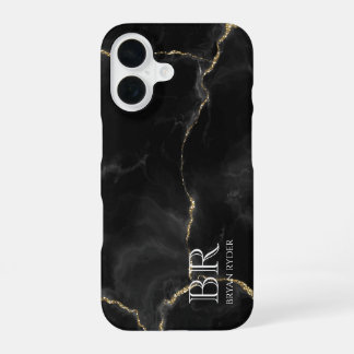 Misty Night Gold Glitter Marmer iPhone 16 Hoesje