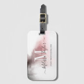 Misty Ombre Pink en Paarse Monogrammen Bagagelabel (Voorkant (verticaal))