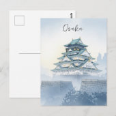 Misty Osaka Castle Japan Waterverf Briefkaart (Voorkant / Achterkant)