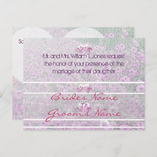 Misty Paarse Petunias Bruiloft Uitnodiging (Voorkant / Achterkant)