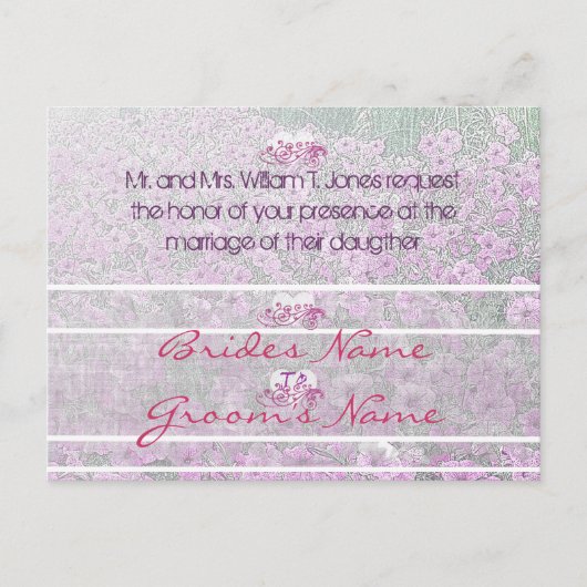 Misty Paarse Petunias Bruiloft Uitnodiging (Voorkant)