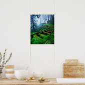Misty pad door de Bossen Poster (Keuken)