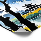 Misty Peaks - Japanse inkt Waterverf Art Poster (Hoek)