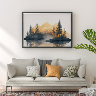 Misty Peaks Zen Minimalist Wall Art Perfect Poster