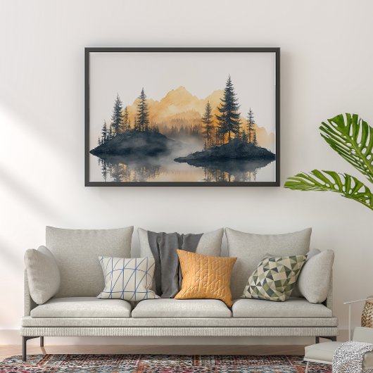 Misty Peaks Zen Minimalist Wall Art Perfect Poster