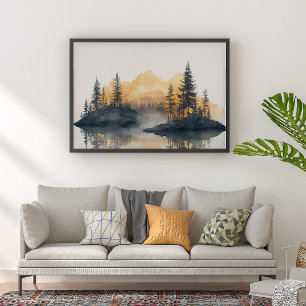 Misty Peaks Zen Minimalistische Wandkunst Perfect Poster