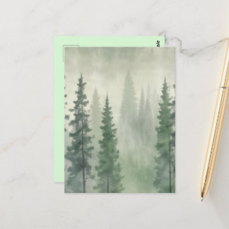 Misty Pine Forest Serenity Briefkaart