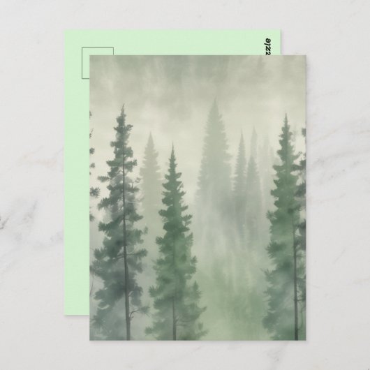 Misty Pine Forest Serenity Briefkaart (Voorkant / Achterkant)