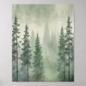 Misty Pine Forest Serenity Poster (Voorkant)