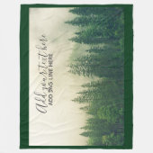 Misty Pine Forest Trees Custom Keepomwille Fleece Deken (Voorkant)