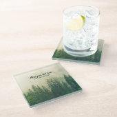 Misty Pine Forest Trees Custom Keepomwille Glazen Onderzetter (Schuin)