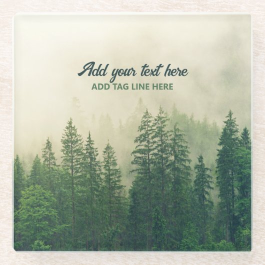 Misty Pine Forest Trees Custom Keepomwille Glazen Onderzetter (Voorkant)