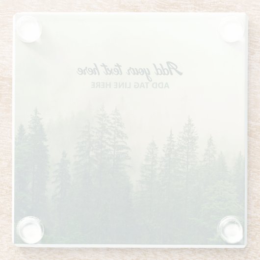 Misty Pine Forest Trees Custom Keepomwille Glazen Onderzetter (Achterkant)