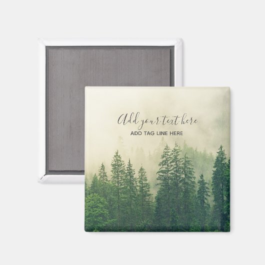 Misty Pine Forest Trees Custom Keepomwille Magneet (Voorkant / Achterkant)