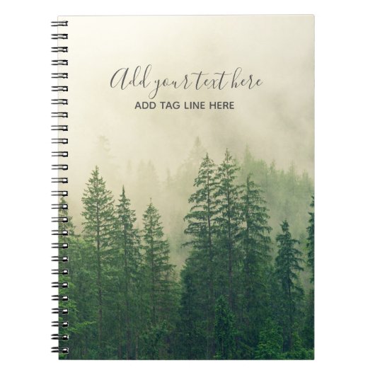 Misty Pine Forest Trees Custom Keepomwille Notitieboek (Voorkant)