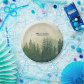 Misty Pine Forest Trees Custom Keepomwille Papieren Bordje (Feest)