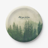 Misty Pine Forest Trees Custom Keepomwille Papieren Bordje (Voorkant)