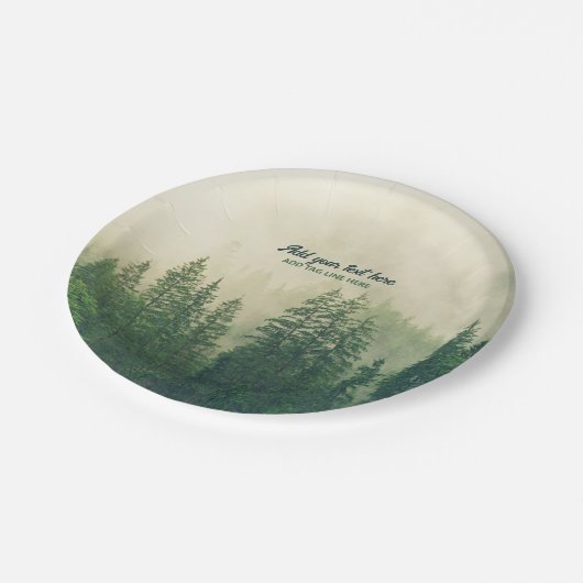 Misty Pine Forest Trees Custom Keepomwille Papieren Bordje (Gekanteld)