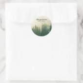 Misty Pine Forest Trees Custom Keepomwille Ronde Sticker (Tas)
