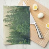 Misty Pine Forest Trees Custom Keepomwille Theedoek (Quarter Fold)