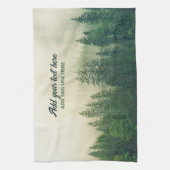 Misty Pine Forest Trees Custom Keepomwille Theedoek (Verticaal)