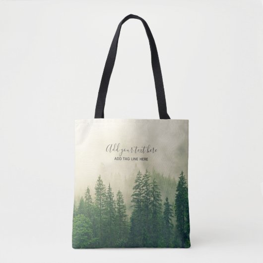 Misty Pine Forest Trees Custom Keepomwille Tote Bag (Voorkant)