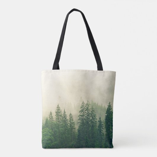 Misty Pine Forest Trees Custom Keepomwille Tote Bag (Achterkant)