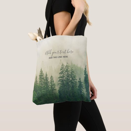 Misty Pine Forest Trees Custom Keepomwille Tote Bag (Dichtbij)
