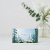 Misty Pine Forest White Wildflower Clean Frame Visitekaartje (Staand voorkant)