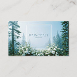 Misty Pine Forest White Wildflower Clean Frame Visitekaartje