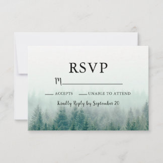Misty Pines Modern Antwoord Reactiekaart RSVP