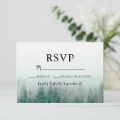 Misty Pines Modern Antwoord Reactiekaart RSVP (Staand voorkant)