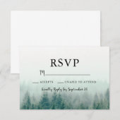 Misty Pines Modern Antwoord Reactiekaart RSVP (Voorkant / Achterkant)