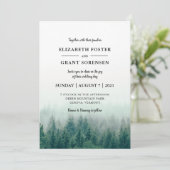 Misty Pines Modern Wedding Kaart (Staand voorkant)