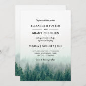 Misty Pines Modern Wedding Kaart (Voorkant / Achterkant)