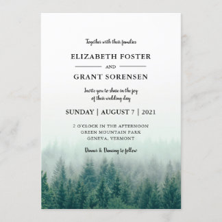 Misty Pines Modern Wedding Kaart
