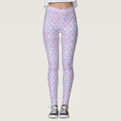 Misty Pink Blue Faux Glitter Mermaid Scales Leggings (Voorkant)