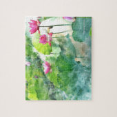 Misty Pink Lotus Summer Green Jigzaag Puzzle Legpuzzel (Verticaal)