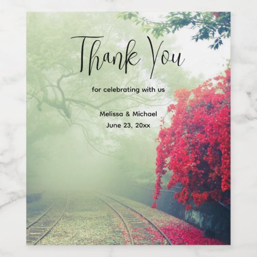 Misty Railroad Tracks Foto - Event Dank u Wijn Etiket (Enkel label)