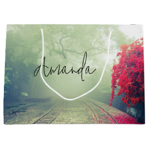 Misty Railroad Tracks Schilderachtig Foto Birthday Groot Cadeauzakje