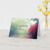 Misty Railroad Tracks Schilderachtig Foto Birthday Kaart (Gele Bloem)