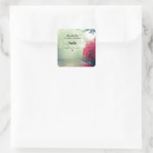 Misty Railroad Tracks Schilderachtig Foto Candle B Vierkante Sticker (Tas)