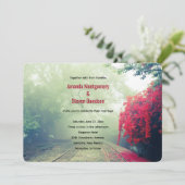 Misty Railroad Tracks Schilderachtig Foto Wedding Kaart (Staand voorkant)