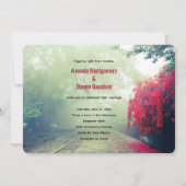 Misty Railroad Tracks Schilderachtig Foto Wedding Kaart (Voorkant)