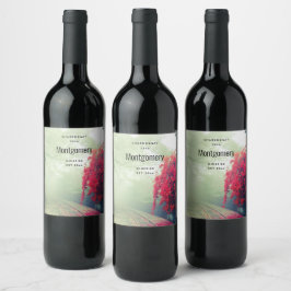 Misty Railroad Tracks Schilderachtig fotografie Wijn Etiket