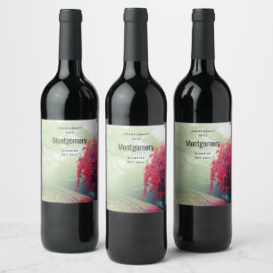 Misty Railroad Tracks Schilderachtig fotografie Wijn Etiket