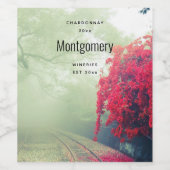 Misty Railroad Tracks Schilderachtig fotografie Wijn Etiket (Enkel label)