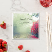 Misty Railroad Tracks Schilderachtig Photo Wedding Servet (Insitu)