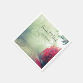 Misty Railroad Tracks Schilderachtig Photo Wedding Servet (Hoek)