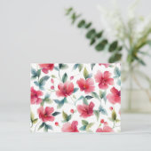 Misty Red Floral Pattern Briefkaart (Staand voorkant)
